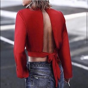 EXPRESS BELL SLEEVE TIE BACK BLOUSE